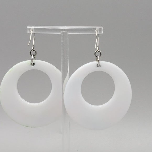 Vintage Japanese Geisha Earrings 2" Dangle Hoop Asian - Picture 7 of 9